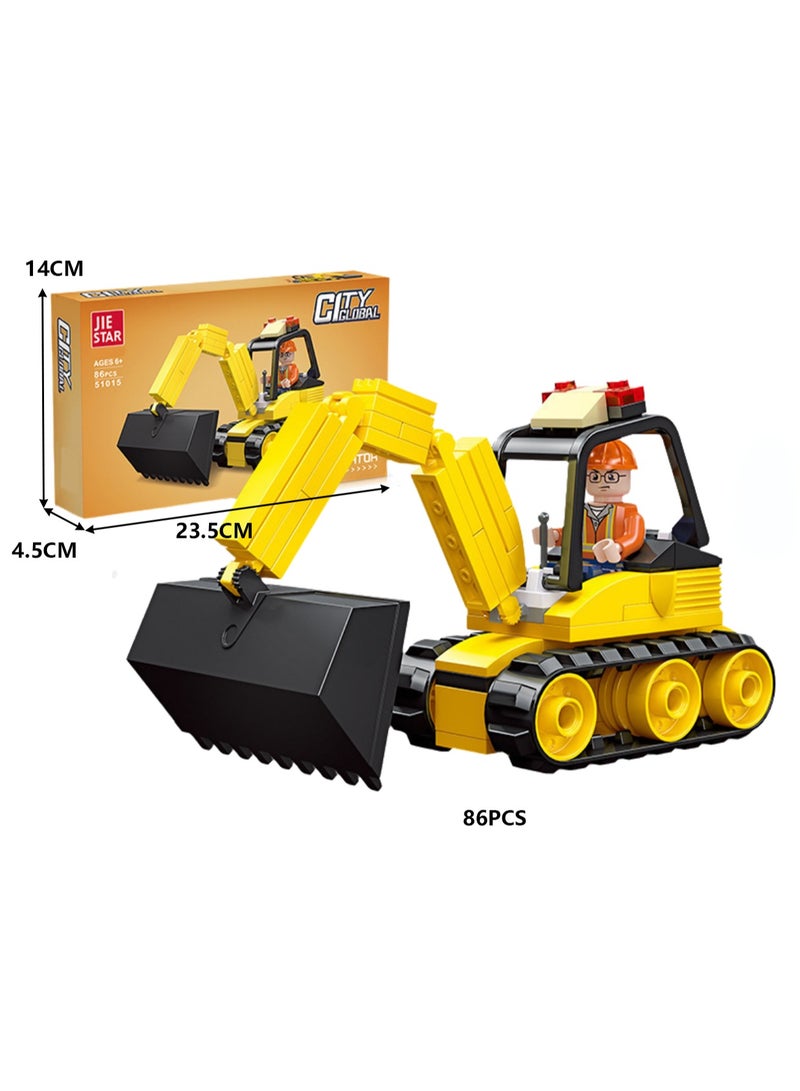 Children's Self-assembled Engineering Car Boy Small Building Block Toy Model(Boxed Excavator 86 PCS)  - Image 2