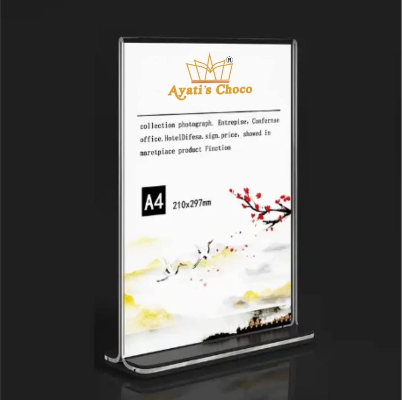 Ayatis Choco Premium Clear Acrylic T-Shaped Stand - Elegant Display Stand for Signs, Cards, Photos, and More | Acrylic Display Stand, T Shape Acrylic Stand,Clear Acrylic t Shape Stands for Display A5 Size 5 Pcs - Image 1