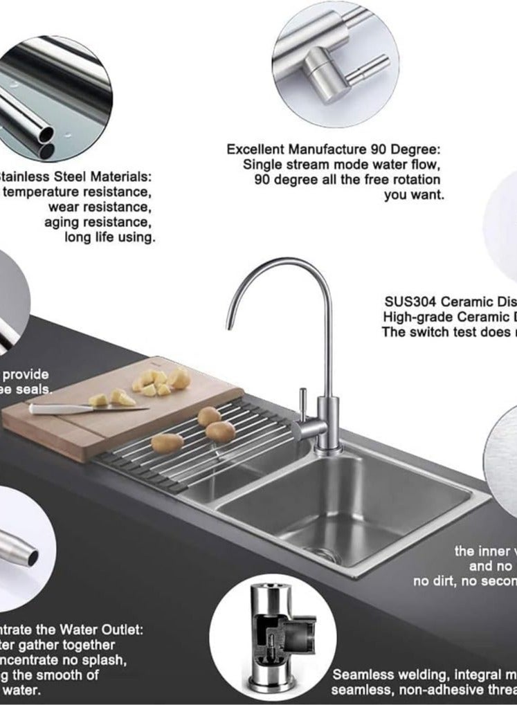 صنبور فلتر تحلية مياه مع بزبوز دوار 360 درجة – تصميم عصري بلمسة نهائية من الكروم عالي الجودة ومثالي لجميع أنظمة التعقيم والتصفية - Image 4