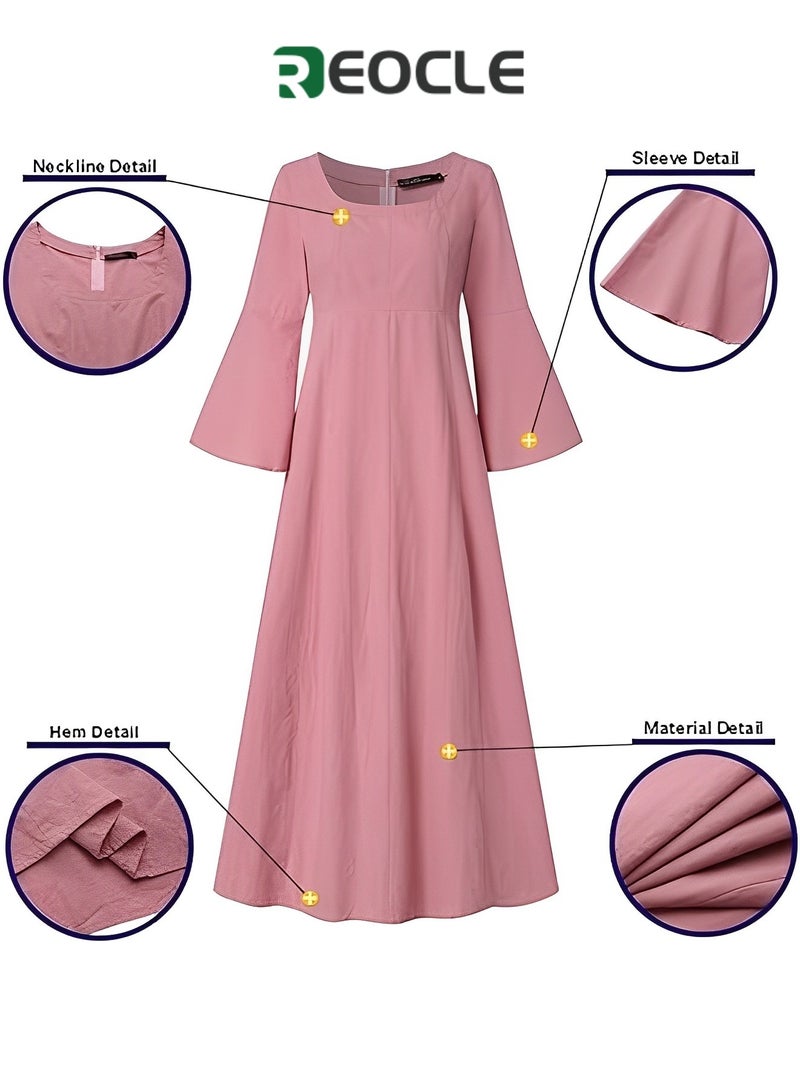 REOCLE Waisted Large Skirt Dress Literary National Style Retro Women's ClothingSkin-friendlyComfortable Breathable Quick-drying Slimming Long Dress - Image 2
