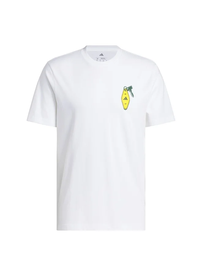 Adidas Adidas M Chip Nyc T White Graphic Tee (Short Sleeve) T-Shirts For Men
