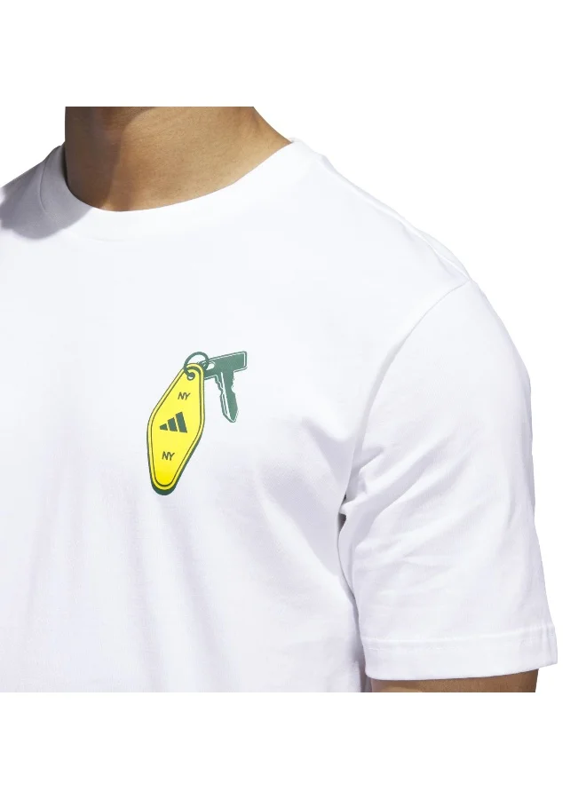 adidas M Chip Nyc T White Graphic Tee (Short Sleeve) T-Shirts For Men