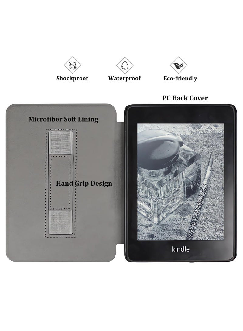 Excefore Case for 6.8" Kindle Paperwhite 11th Generation 2021 Signature Edition PU Leather Cover with Hand Strap 2023 Release, Magical Flowers - Image 3
