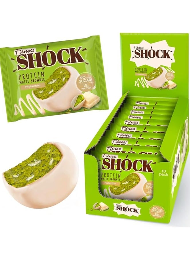 Fitness Shock - Fitness Shock Protein Brownie Pistachio Flavor 50g Pack of 10 - Image 1