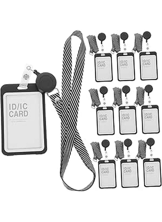10 Pack Retractable Lanyard Badge Holders Clear Card Protectors For Office Work School - Image 1
