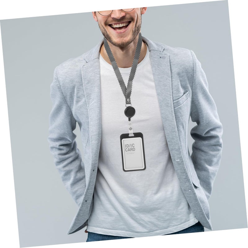 10 Pack Retractable Lanyard Badge Holders Clear Card Protectors For Office Work School - Image 3