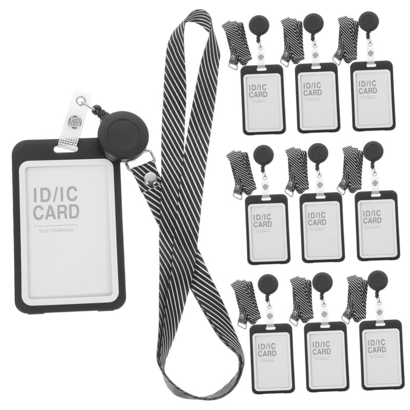 10 Pack Retractable Lanyard Badge Holders Clear Card Protectors For Office Work School - Image 2