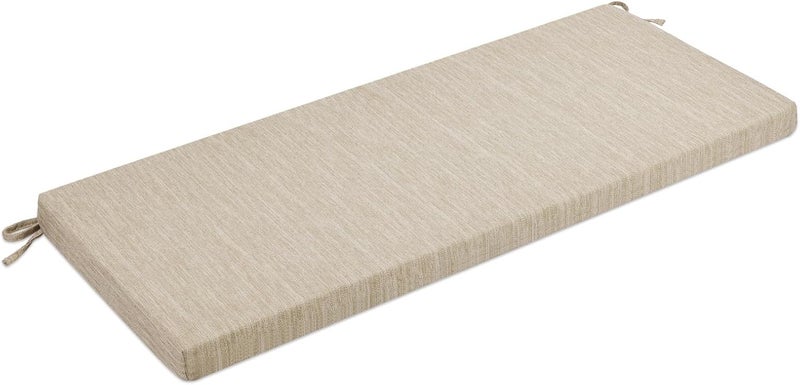 BAIBU 36 Inch Non-Slip Indoor Outdoor Bench Cushion with Ties, Classic Solid Color Rectangle Bench Seat Cushion Standard Size Foam Pad with Machine Washable Cover (Beige, 36x15x1.5in) - Image 1