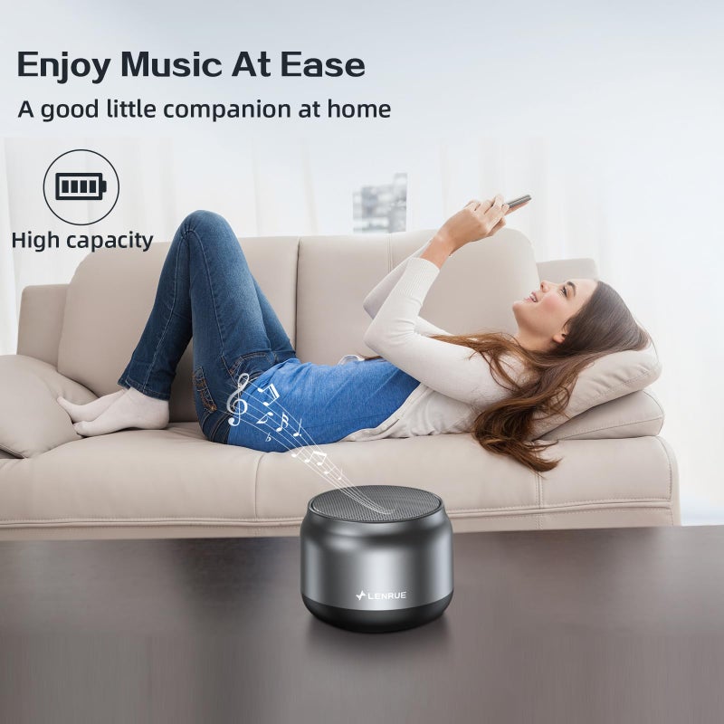 LENRUE Bluetooth Speaker,Small Portable Speakers,Mini Wireless Speaker with 5W Clear Sound,15H Playback Time,Gift for Men/Women/Kids/Boys/Girls,Home and Outdoor Activities (Gray) - Image 4