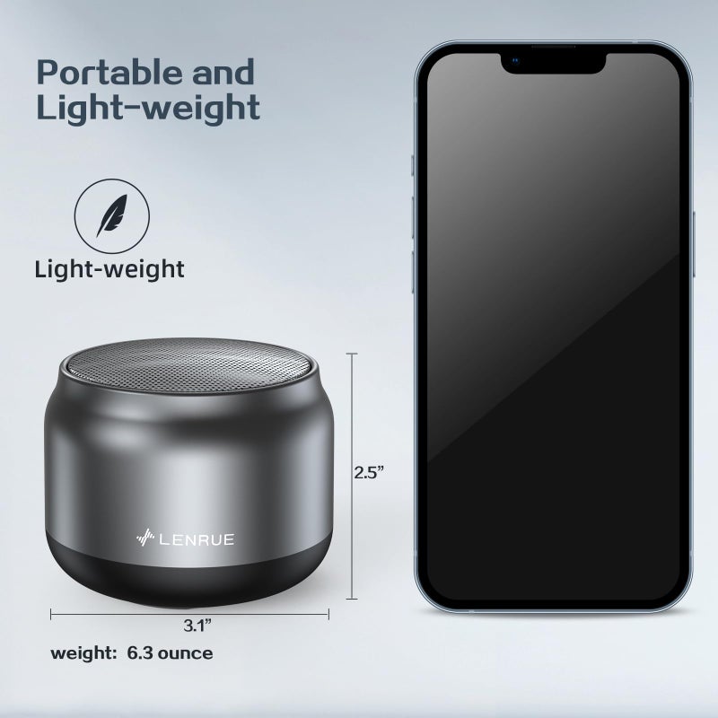 LENRUE Bluetooth Speaker,Small Portable Speakers,Mini Wireless Speaker with 5W Clear Sound,15H Playback Time,Gift for Men/Women/Kids/Boys/Girls,Home and Outdoor Activities (Gray) - Image 5