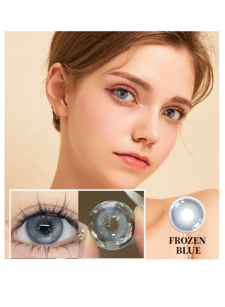 عين كي اس اس عدسات لاصقة تجميلية ملونة سنوية للجنسين من فوزن بلو، مجموعة تكبير مع علبة - Image 1