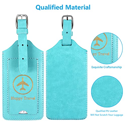ACdream Luggage Tags 2 Pack, Leather Suitcase Tags Identifiers, Cute Cruise ID Labels with Privacy Cover fits on Backpack, Travel Bag, for Women, Men, Adults, Kids, Sky Blue - Image 4