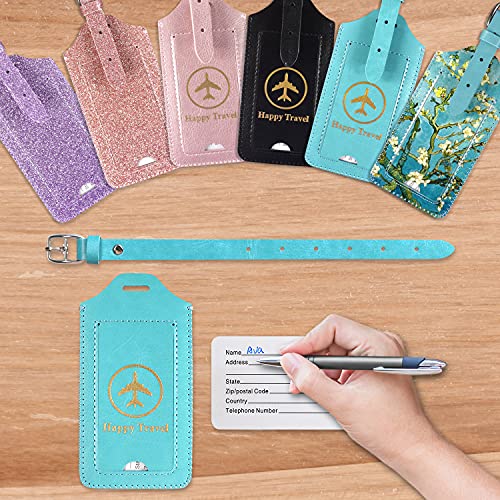 ACdream Luggage Tags 2 Pack, Leather Suitcase Tags Identifiers, Cute Cruise ID Labels with Privacy Cover fits on Backpack, Travel Bag, for Women, Men, Adults, Kids, Sky Blue - Image 2