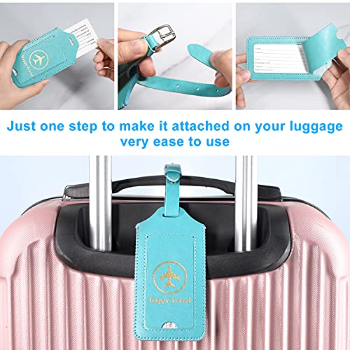 ACdream Luggage Tags 2 Pack, Leather Suitcase Tags Identifiers, Cute Cruise ID Labels with Privacy Cover fits on Backpack, Travel Bag, for Women, Men, Adults, Kids, Sky Blue - Image 5