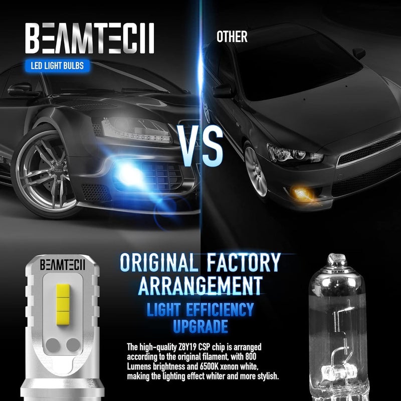 BEAMTECH 880 Led Fog Light Bulb,893 890 899 CSP Chips 6500K Xenon White 800 Lumens Non-Polarity,Pack of 2 - Image 3