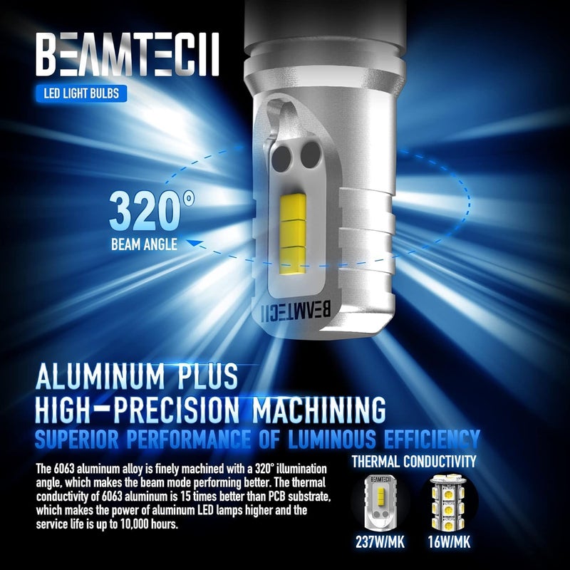 BEAMTECH 880 Led Fog Light Bulb,893 890 899 CSP Chips 6500K Xenon White 800 Lumens Non-Polarity,Pack of 2 - Image 4