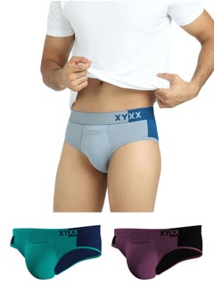 Pack of 3 Dualist Intellisoft Micro Modal Color Blocked Colorblock Men Brief