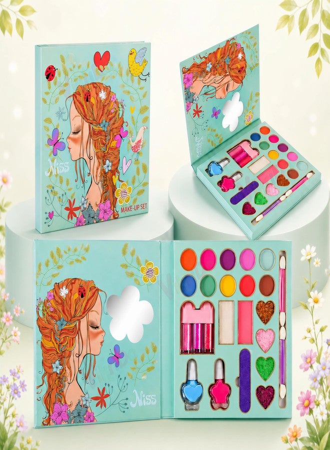 VikriDA Kids Makeup Kit for Girls, Washable Pretend Play Makeup Set with Folding Cosmetic Case, Safe Non-Toxic Children Beauty Toy - Image 1