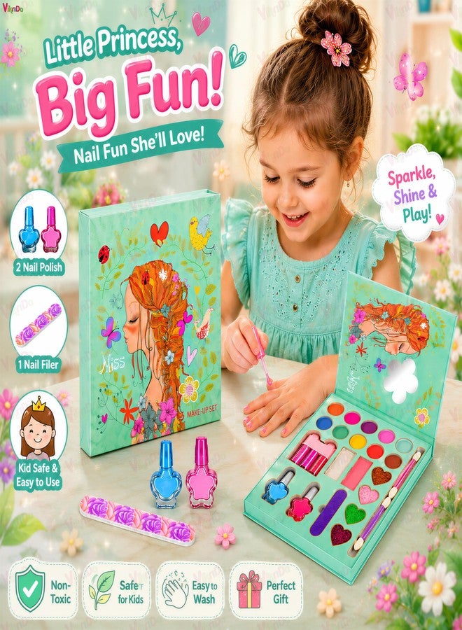 VikriDA Kids Makeup Kit for Girls, Washable Pretend Play Makeup Set with Folding Cosmetic Case, Safe Non-Toxic Children Beauty Toy - Image 3