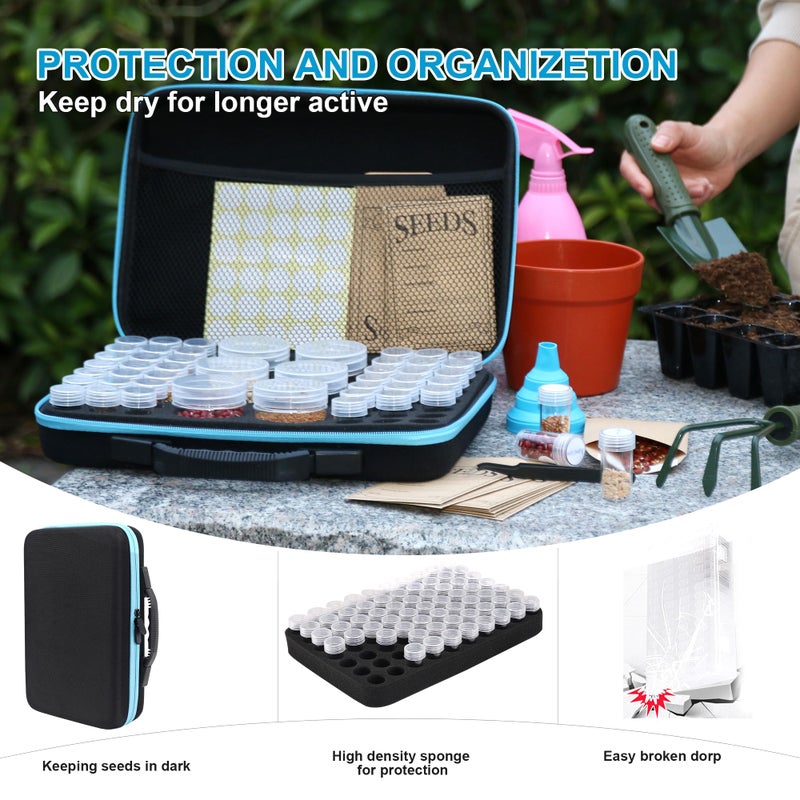 hasumcol 48 Slots Seed Storage Organizer Box, Garden Vegetable Plant Flower Seeds Saving kit with Write Label Funnel Tweezer 2 Sizes Storage Bottles - Image 4