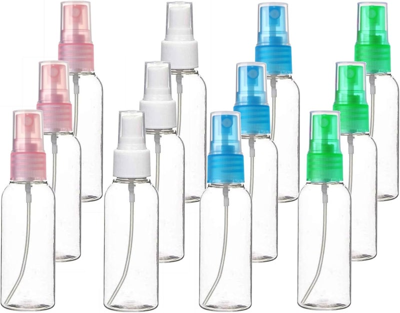 SINIDE Spray Bottles 30ml/1oz, 12 Pack Clear Empty Fine Mist Plastic Mini Travel Bottle Set, Portable Refillable Makeup Sprayer Containers for Perfume, Liquids, Aromatherapy, Small Size