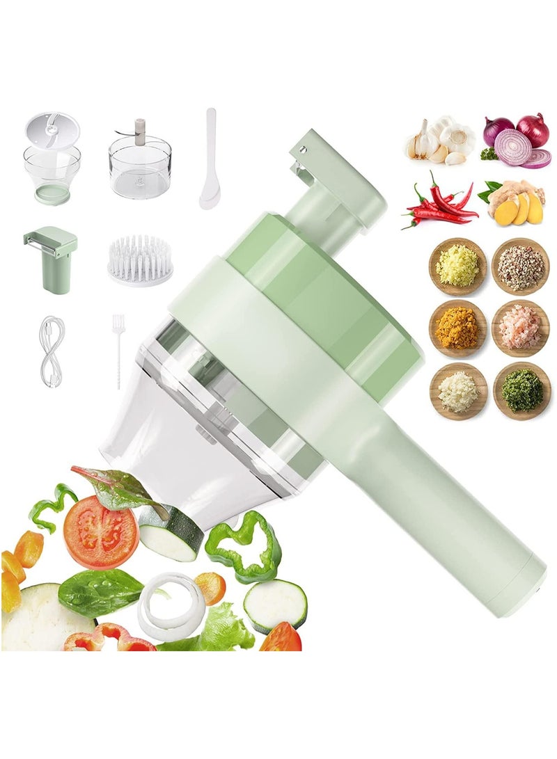 Macon 4 in 1 Handheld Electric Vegetable Cutter Set, Portable Electric Vegetable Cutter, Multifunctional Wireless Electric Grinder For Garlic Pepper Chili Onion Celery - Image 1