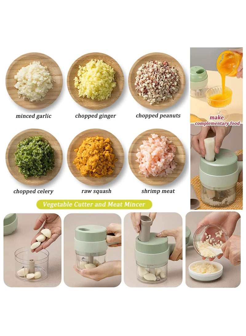 Macon 4 in 1 Handheld Electric Vegetable Cutter Set, Portable Electric Vegetable Cutter, Multifunctional Wireless Electric Grinder For Garlic Pepper Chili Onion Celery - Image 2