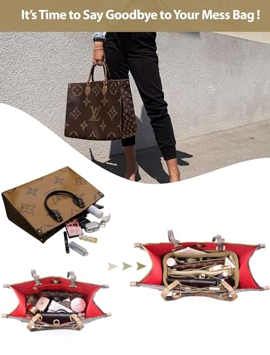 OMYSTYLE Beige Mini Organizer Insert, Felt Tote Bag Organizer Insert with 5 Sizes, Handbag Dividers for Inside Purse, Compatible with Longchamp, Neverful, Speedy and More - Image 2