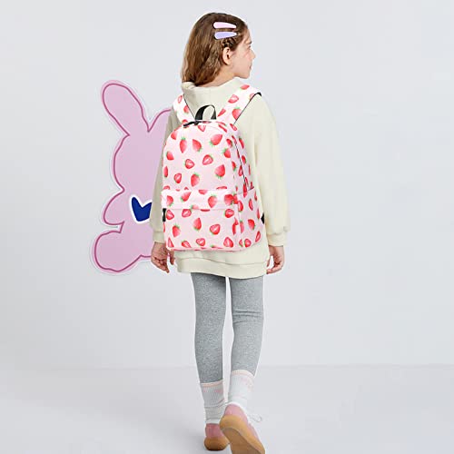 mygreen Backpack for Kids Fashion Strawberry Pattern School Backpack College Bags Shoulder Bag Daypack Bookbags Travel Bag for Girls Pink - Image 3