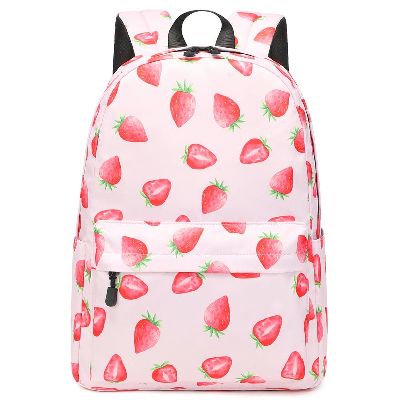 mygreen Backpack for Kids Fashion Strawberry Pattern School Backpack College Bags Shoulder Bag Daypack Bookbags Travel Bag for Girls Pink - Image 2