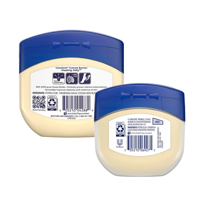 Vaseline Cocoa Butter Healing Jelly, 2-Size Variety Bundle â€“ #1 Dermatologist-Recommended Skin Protectant, Healing Ointment for Sensitive and Dry Skin - Image 2