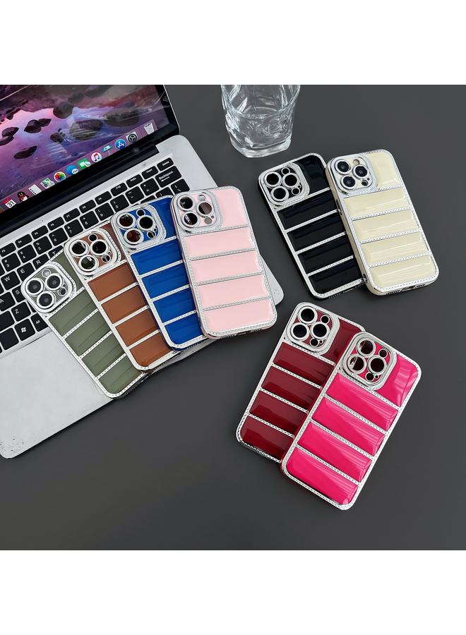 S-TOP Case For iPhone 15 Electroplated Silver Edge Eiderdown TPU Phone Case - Image 2