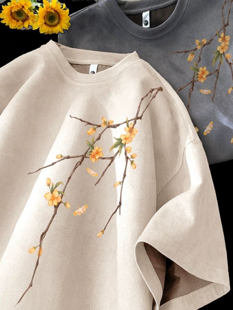 Suede Short-Sleeved T-Shirt For Men In Summer New Chinoiserie National Trend Loose Boys Half-Sleeved T-Shirt Top Clothes - Image 3