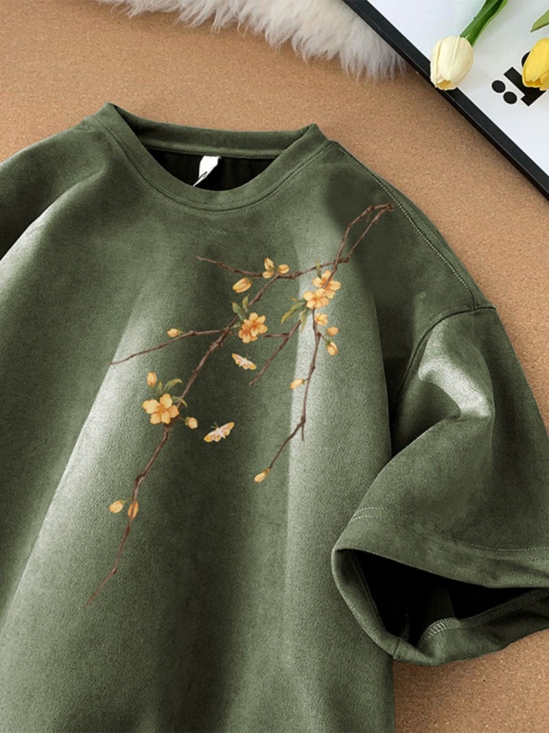 Suede Short-Sleeved T-Shirt For Men In Summer New Chinoiserie National Trend Loose Boys Half-Sleeved T-Shirt Top Clothes - Image 2