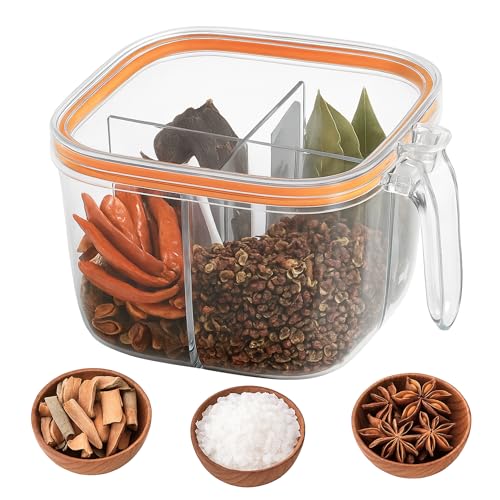 HENIJ 4-in-1 Masala Spice Container with Lid - BPA Free Plastic Seasoning Organizer Box with Flip Top Closure -Multipurpose Kitchen Storage Container for Spices, Dry Fruits & Condiments - Image 1