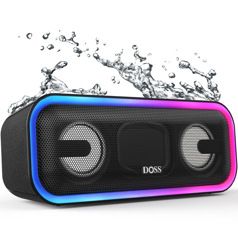 DOSS SoundBox Pro+ Bluetooth Speaker with 24W Stereo Sound, Extra Bass, IPX6 Waterproof, 15H Playtime, Wireless Stereo Pairing, Multi-Colors Light, Portable Speaker for Home, Poolside Party, Camping - Image 1
