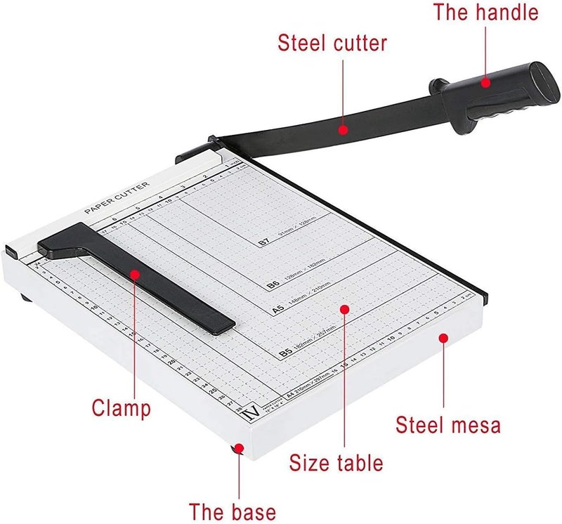 Linnex 12 Inch A4 Steel Heavy Duty Professional Paper Cutter Guillotine Paper Trimmer Machine White- White (A4) - Image 4