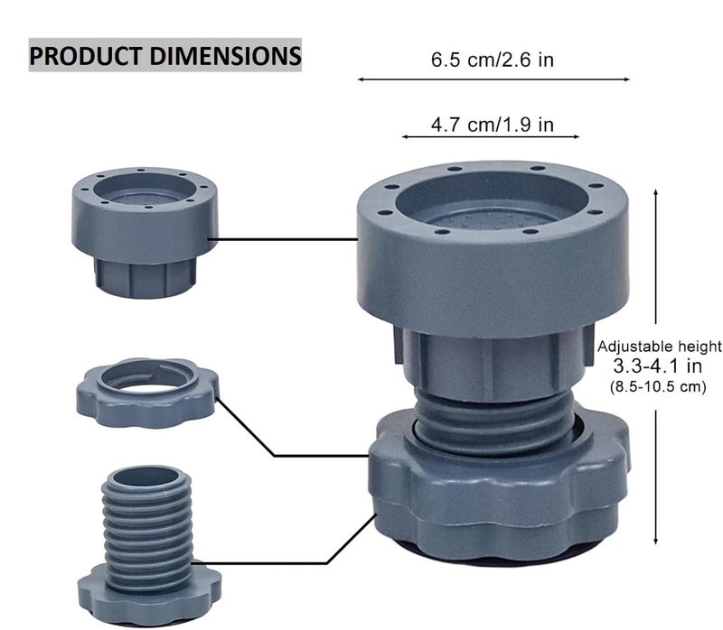 RIOMAX Washer Dryer Anti Vibration Pads, Refrigerator Stand, Washing Machine Stand, Height Adjustment Stand, Fridge Stand & Furniture Base Stand (Pack of 4) - Image 2