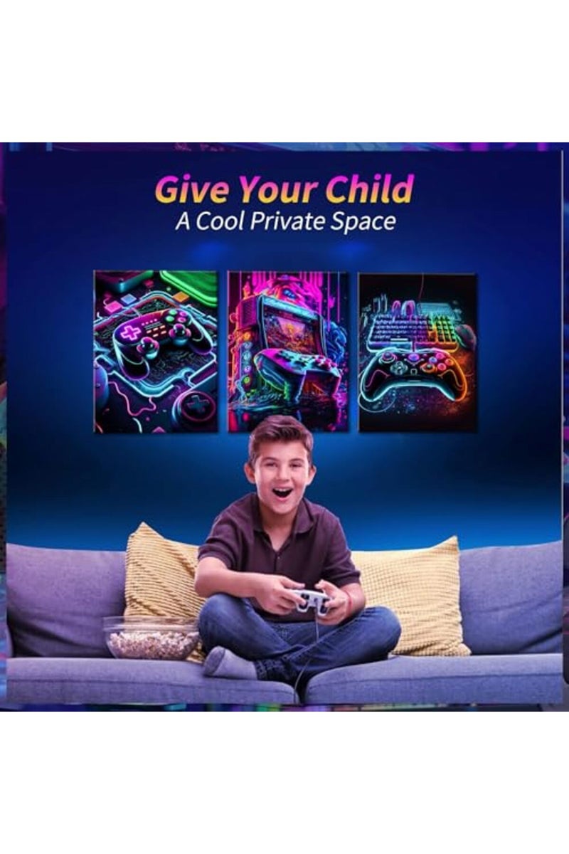 BGFCE 3pcs Game Room Decor Neon Gaming Posters Wall Art Gamer Accessories Theme Canvas Print Game Console Painting Picture for Children Youth Game Boys Bedroom Teen Wall Decor Unframed 16"x24"x3 - Image 3