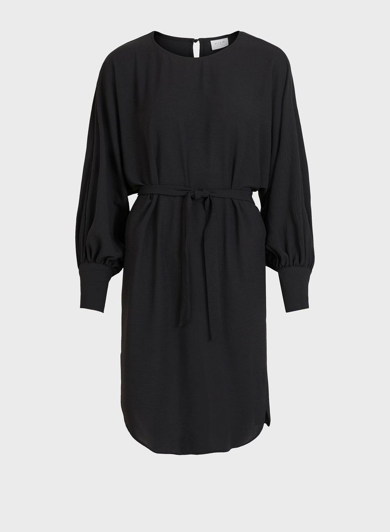Vila Crew Neck Belted Dress - Image 5