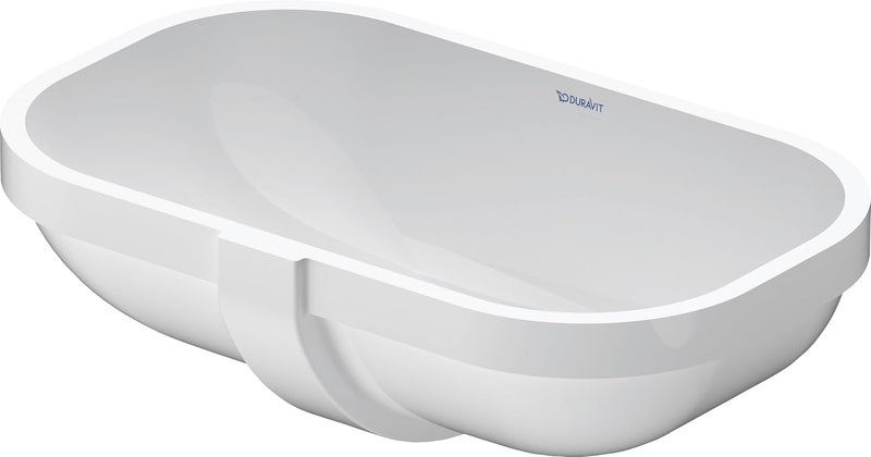 Duravit 0338490017 D-Code 20-5/8" Oval Ceramic Undermount Bathroom Sink with Overflow - Image 1