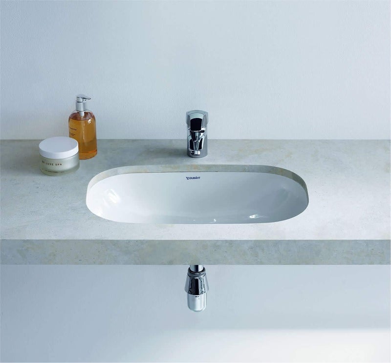 Duravit 0338490017 D-Code 20-5/8" Oval Ceramic Undermount Bathroom Sink with Overflow - Image 2