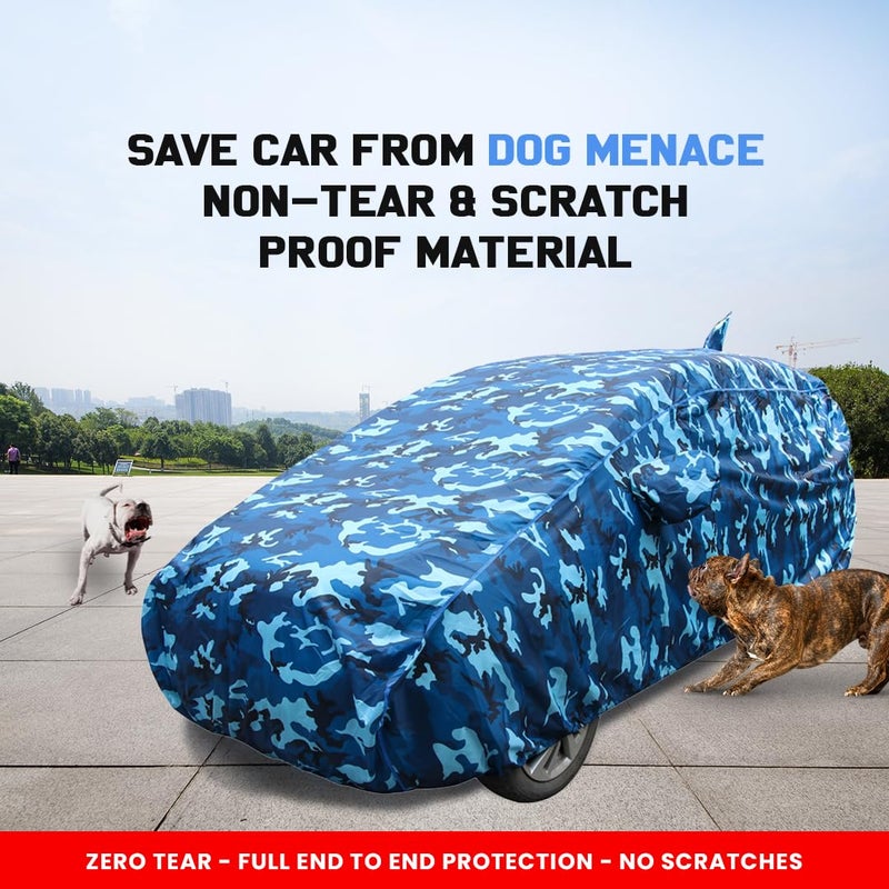 Autofact Baleno Waterproof Car Cover with Mirror & Antenna Pockets, Airforce Design, 4x4 American Matty,Triple Stitched, Compatible with Maruti Baleno Car Cover (2015 to 2024), Baleno Car Accessories - Image 5