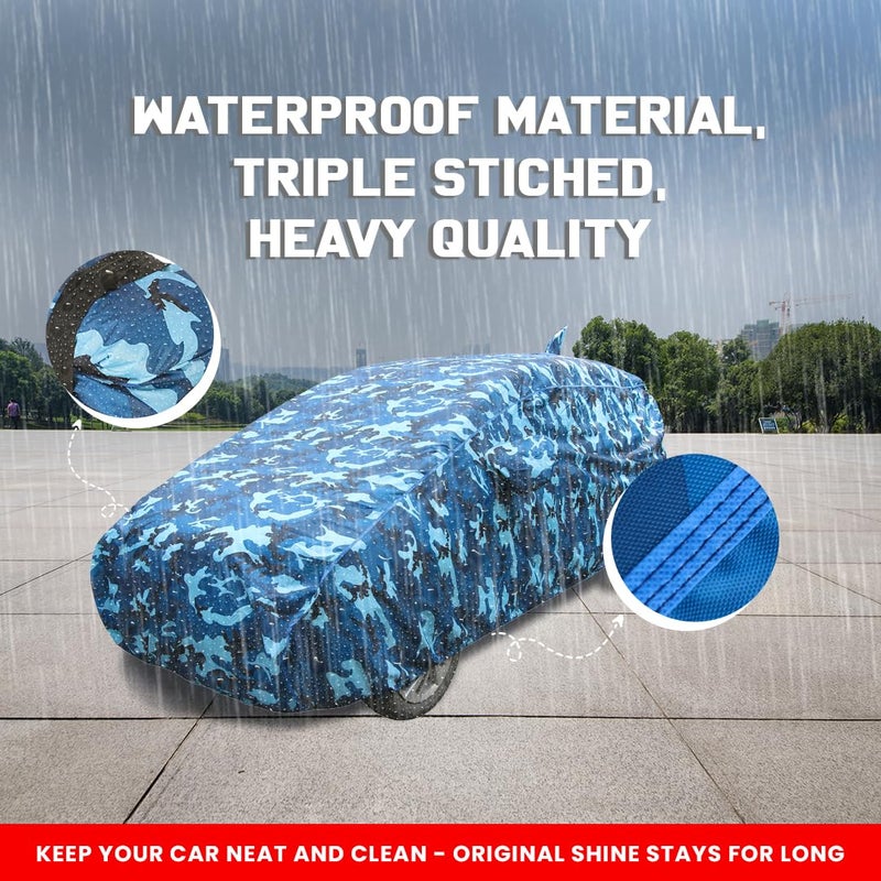 Autofact Baleno Waterproof Car Cover with Mirror & Antenna Pockets, Airforce Design, 4x4 American Matty,Triple Stitched, Compatible with Maruti Baleno Car Cover (2015 to 2024), Baleno Car Accessories - Image 3