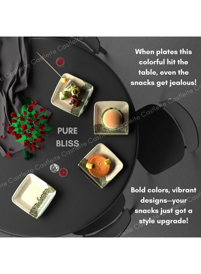 Castleite Castleite Bliss Melamine Quarter Plates Set of 6 - Size 7', Non Breakable, Square Designer Plate for Serving Snacks, Breakfast, Lunch or Dinner at Home, Kitchen, or Café, Stainless (Sandy Shores)  - Image 5