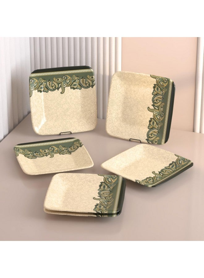 Castleite Castleite Bliss Melamine Quarter Plates Set of 6 - Size 7', Non Breakable, Square Designer Plate for Serving Snacks, Breakfast, Lunch or Dinner at Home, Kitchen, or Café, Stainless (Sandy Shores)  - Image 1