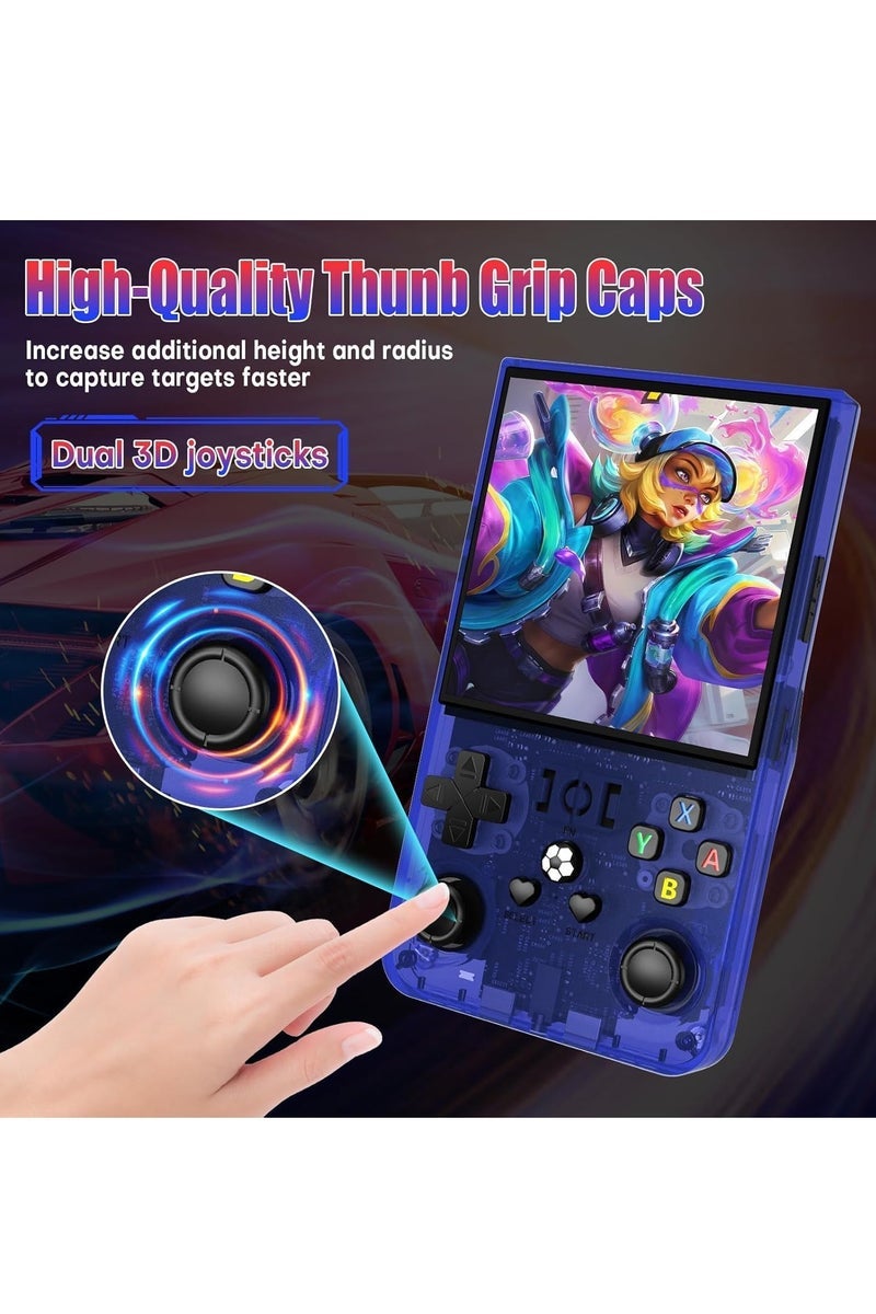 JAJEEK R36 Max Game Console 4 Inch Full IPS Screen Portable Retro Handheld Game Console Built-in 18000+ Games With Open Source Linux System & 64GB Memory Card Video Games Console Support 30+ Simulator Platform 4000mAh Battery Toys And Games For Kids And Adults Transparent Blue - Image 5