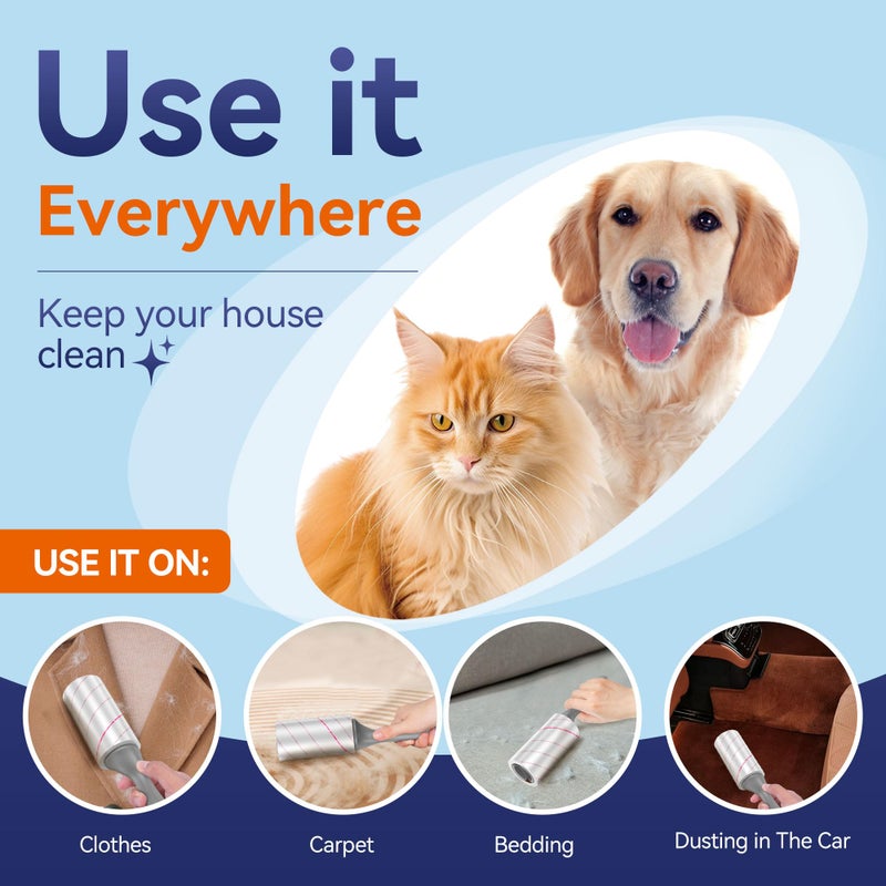 Lint Rollers for Pet Hair Extra Sticky,880 Sheets Mega Value Set with Reinforced 4 Handles and 8 Replaceable Tough Papers, Portable Pet Lint Remover for Clothes, Sofa Bed, Car Seat, and More - Image 5