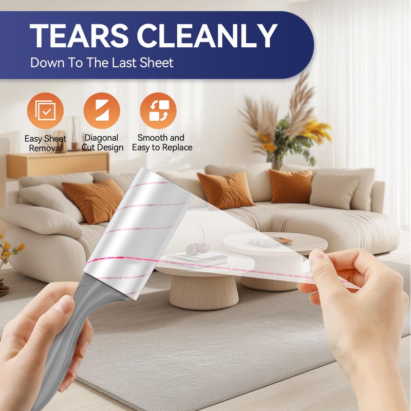 Lint Rollers for Pet Hair Extra Sticky,880 Sheets Mega Value Set with Reinforced 4 Handles and 8 Replaceable Tough Papers, Portable Pet Lint Remover for Clothes, Sofa Bed, Car Seat, and More - Image 2