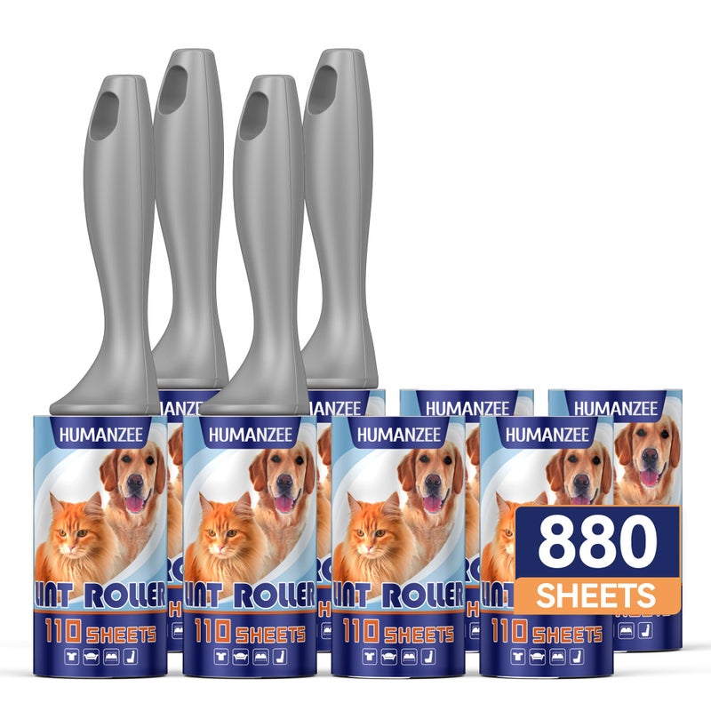 Lint Rollers for Pet Hair Extra Sticky,880 Sheets Mega Value Set with Reinforced 4 Handles and 8 Replaceable Tough Papers, Portable Pet Lint Remover for Clothes, Sofa Bed, Car Seat, and More - Image 1